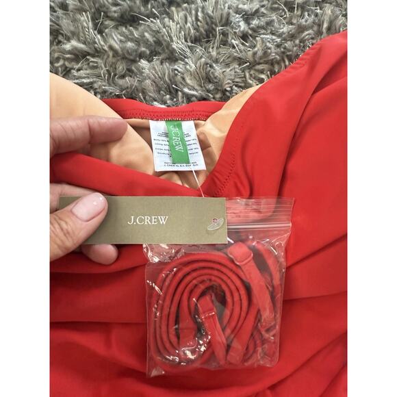 NWT J. Crew Gemma Ruched Strapless One Piece Bathing Swim Suit Adj Strap Size 22 - Picture 4 of 9